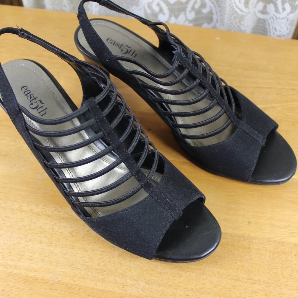 east 5th Women's Neville Heeled  Black Sandals Dress Shoes - Picture 4 of 7